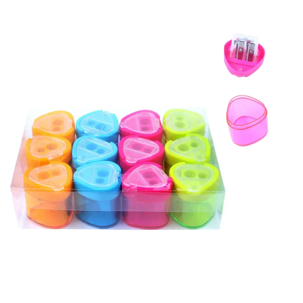 [ES-8132-12] SACAPUNTAS TRIANGULO C/TAPA SURTIDO 8132 C/12